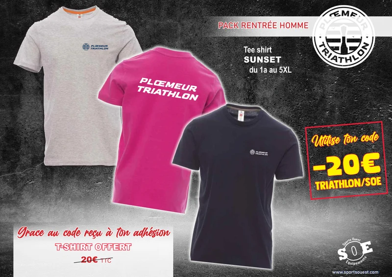 Tee shirt coton SUNSET Ploemeur Triathlon