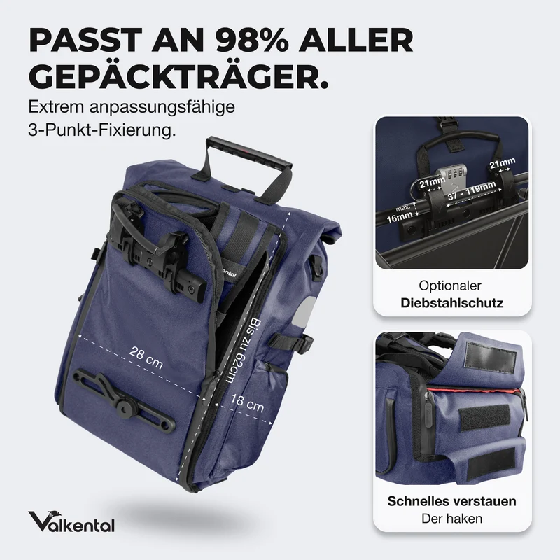 Sacoche de vélo ValkPro 3in1 - un multitalent hautement fonctionnel