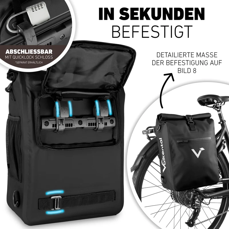 ValkOne Light - Sacoche de vélo 3en1 - parfaite pour ton quotidien !