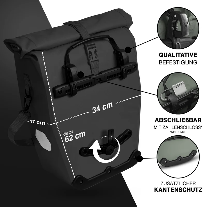 Sac à vélo Urban - Sac de porte-bagages 2 en 1 pratique au look urbain