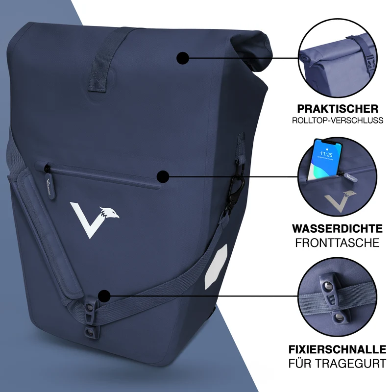 Sac à vélo Urban - Sac de porte-bagages 2 en 1 pratique au look urbain