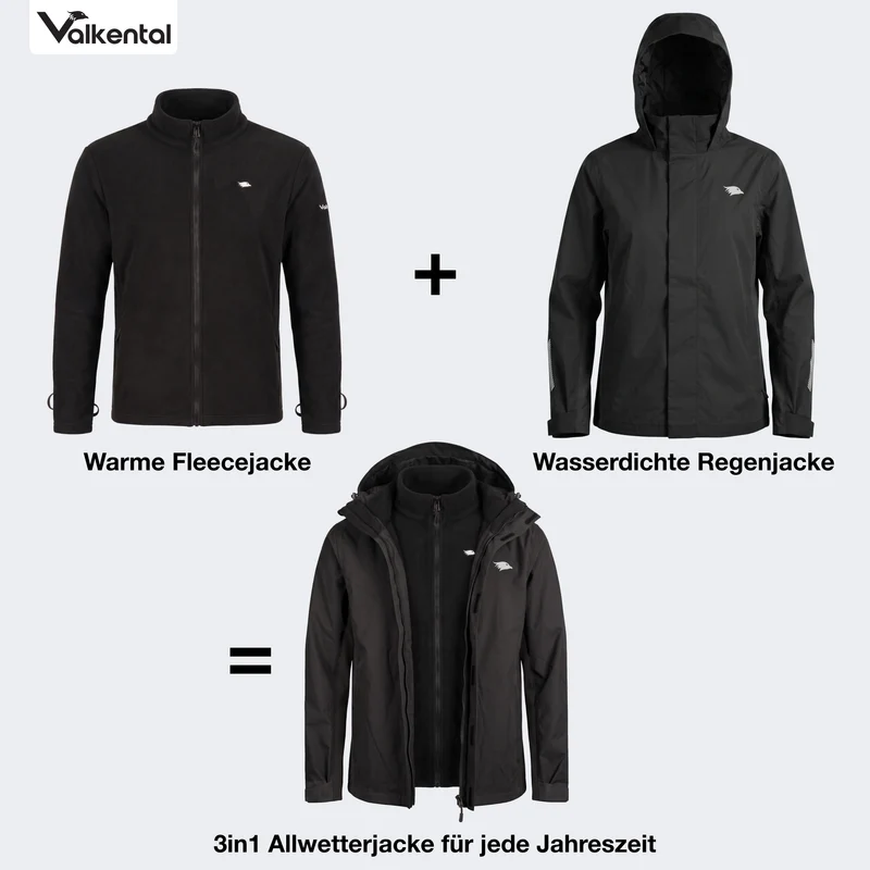 Veste 3 en 1 Smart Jacket - 100 % réfléchissante et imperméable, avec polaire amovible à fermeture éclair - Produit de deuxième choix
