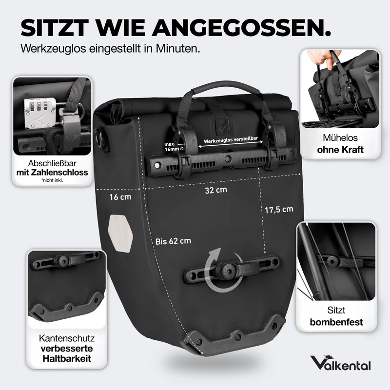 Sac à vélo - grand sac de porte-bagages imperméable - Produit de deuxième choix