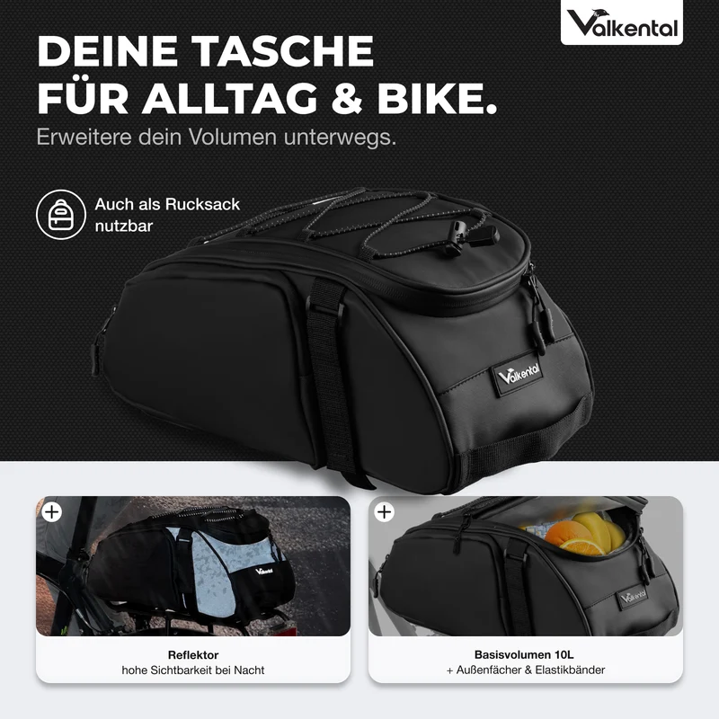 Trunk Bag - Sacoche de porte-bagages 3 en 1 à fixation par-dessus avec fonction sac à dos - Produit de deuxième choix