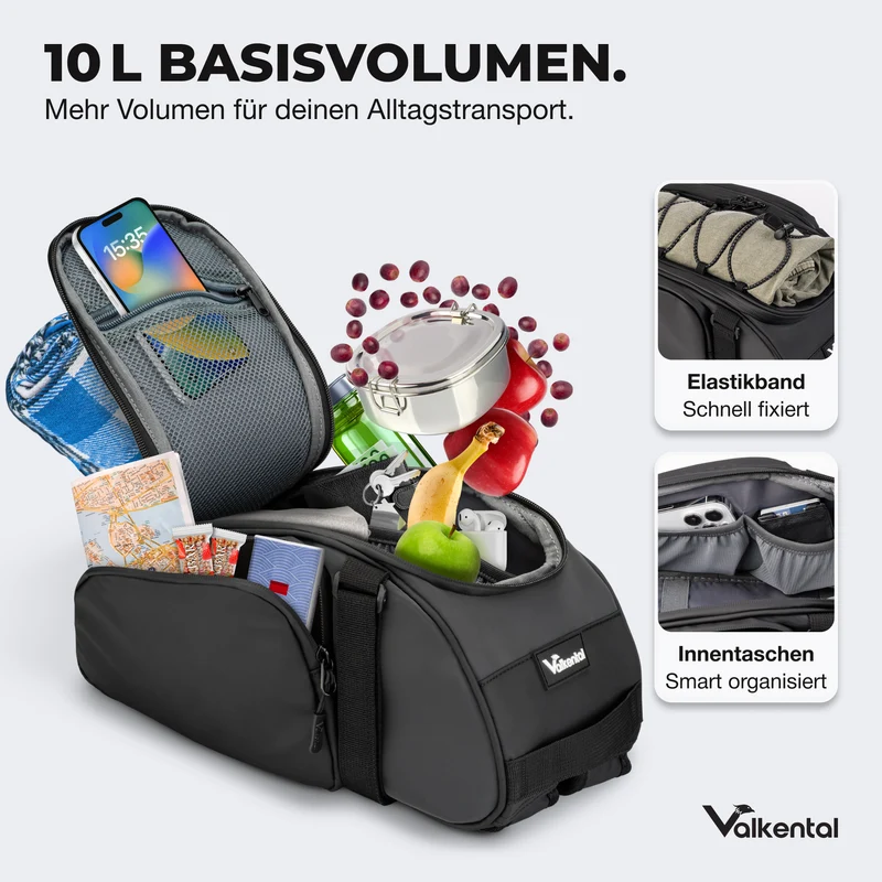 Trunk Bag - Sacoche de porte-bagages 3 en 1 à fixation par-dessus avec fonction sac à dos - Produit de deuxième choix