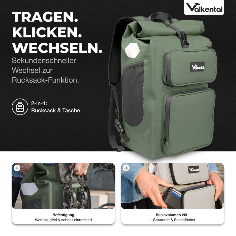 UrbanX 2.0 - Sacoche de vélo et sac à dos 2 en 1 pour la ville