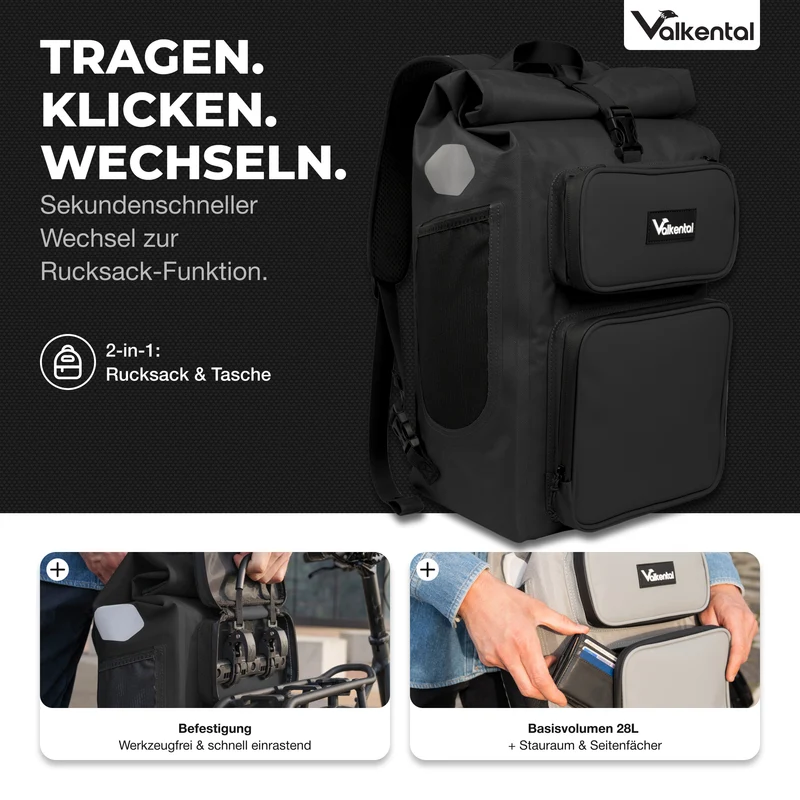 UrbanX 2.0 - Sacoche de vélo et sac à dos 2 en 1 pour la ville