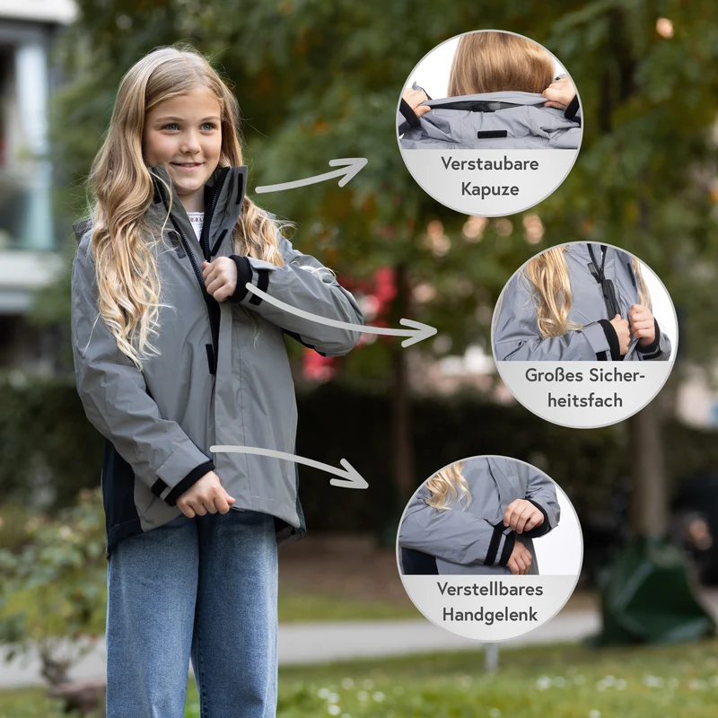 Veste 3 en 1 Smart Jacket - Veste réfléchissante avec polaire amovible à fermeture éclair pour enfants et adolescents - Produit de deuxième choix