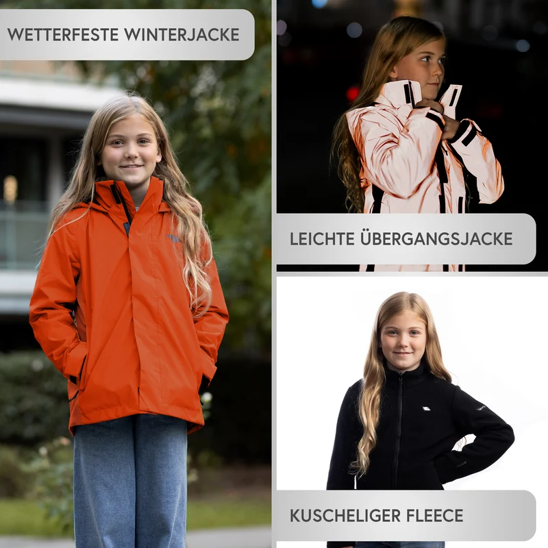 Veste 3 en 1 Smart Jacket - Veste réfléchissante avec polaire amovible à fermeture éclair pour enfants et adolescents - Produit de deuxième choix