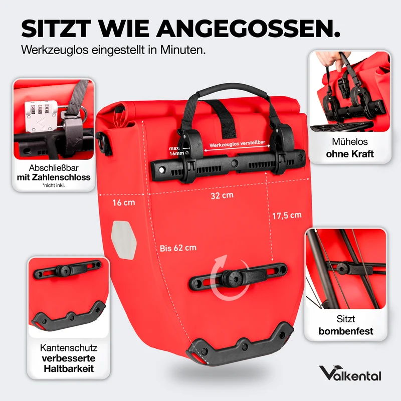Sac à vélo - grand sac de porte-bagages imperméable