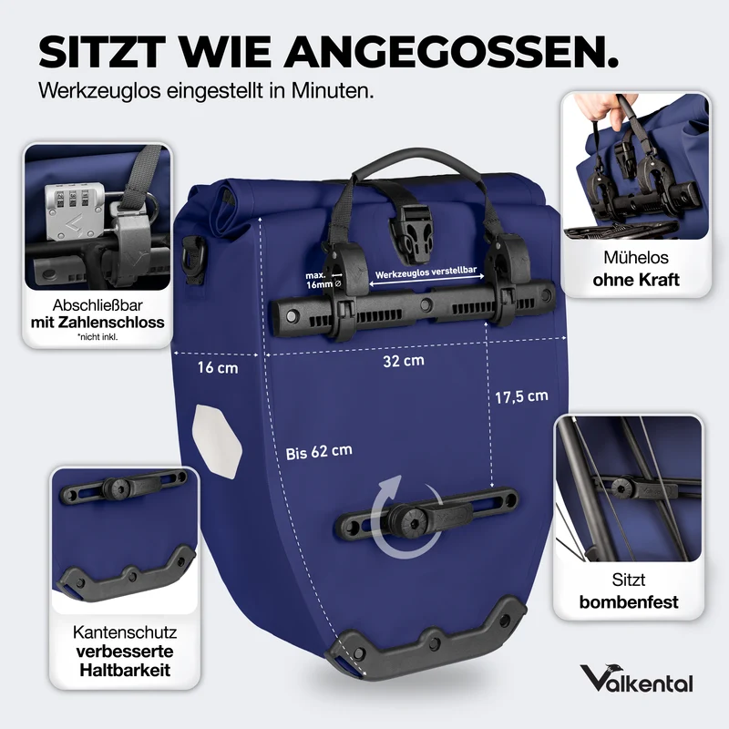 Sac à vélo - grand sac de porte-bagages imperméable