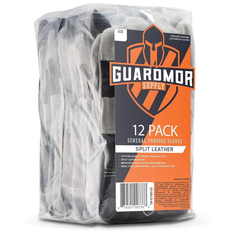 Gants en cuir fendu - Lot de 12