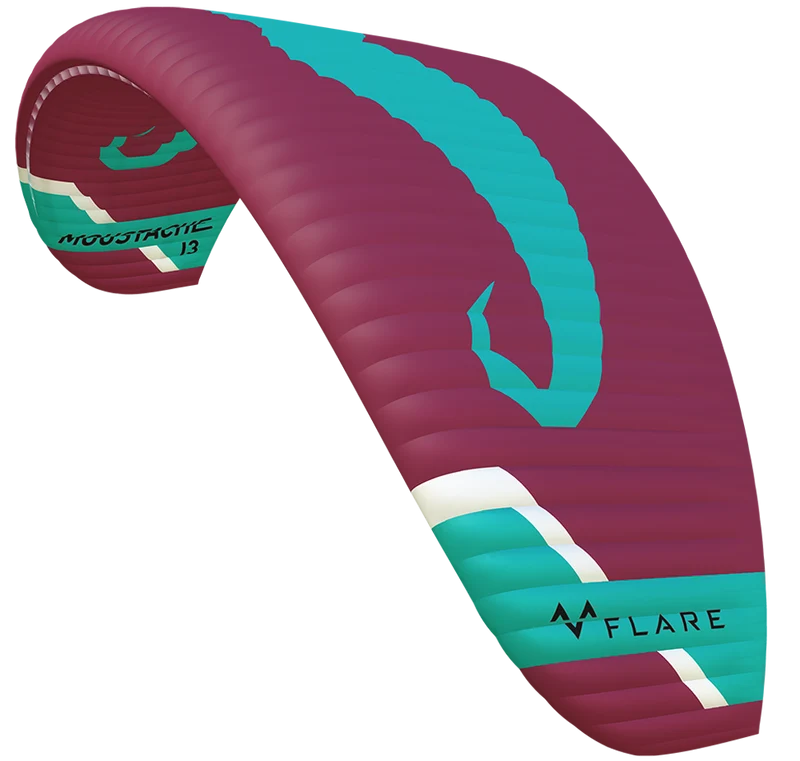 Flare Moustache 2 – Parakite 15m Burgundy (Mauve et verte) - Démo