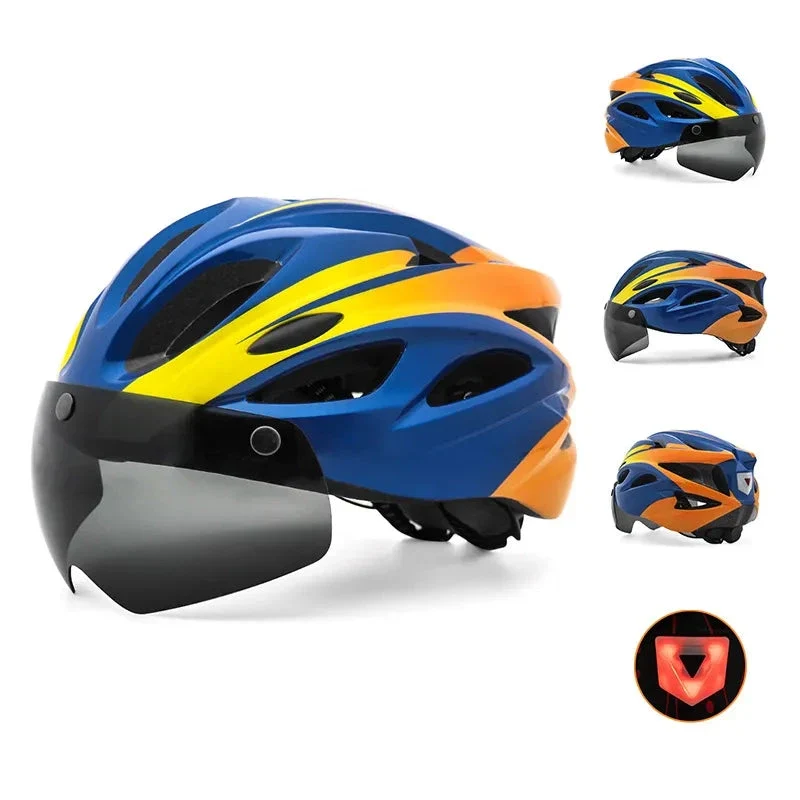 EASTINEAR - casque de vélo pour hommes avec feu arrière et lunettes magnétiques UV400