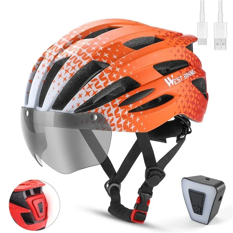 WEST BIKING-Casque de vélo ultraléger avec feu arrière - Sécurité et Confort
