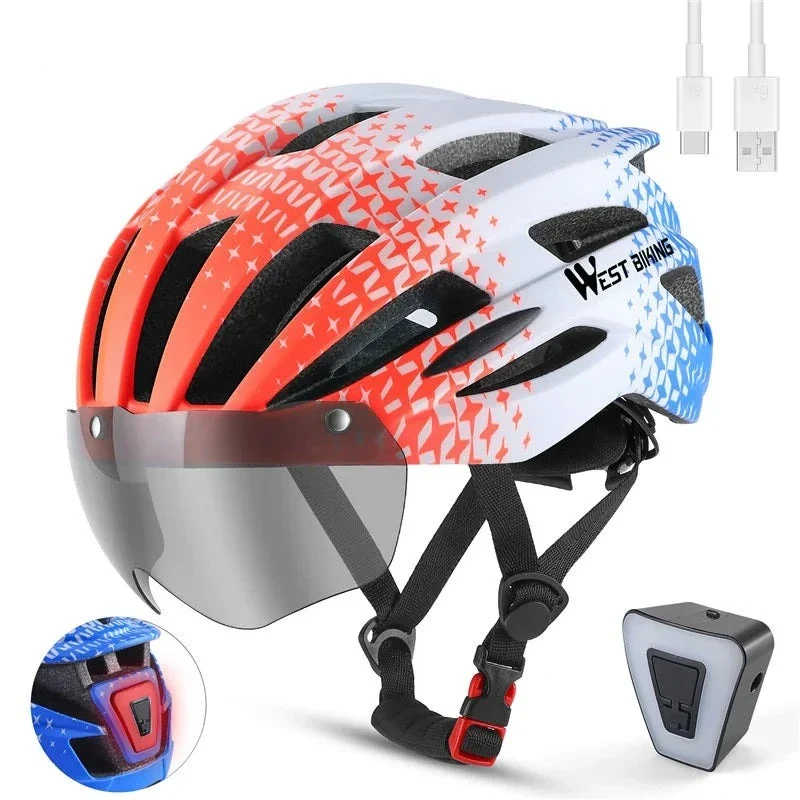 WEST BIKING-Casque de vélo ultraléger avec feu arrière - Sécurité et Confort