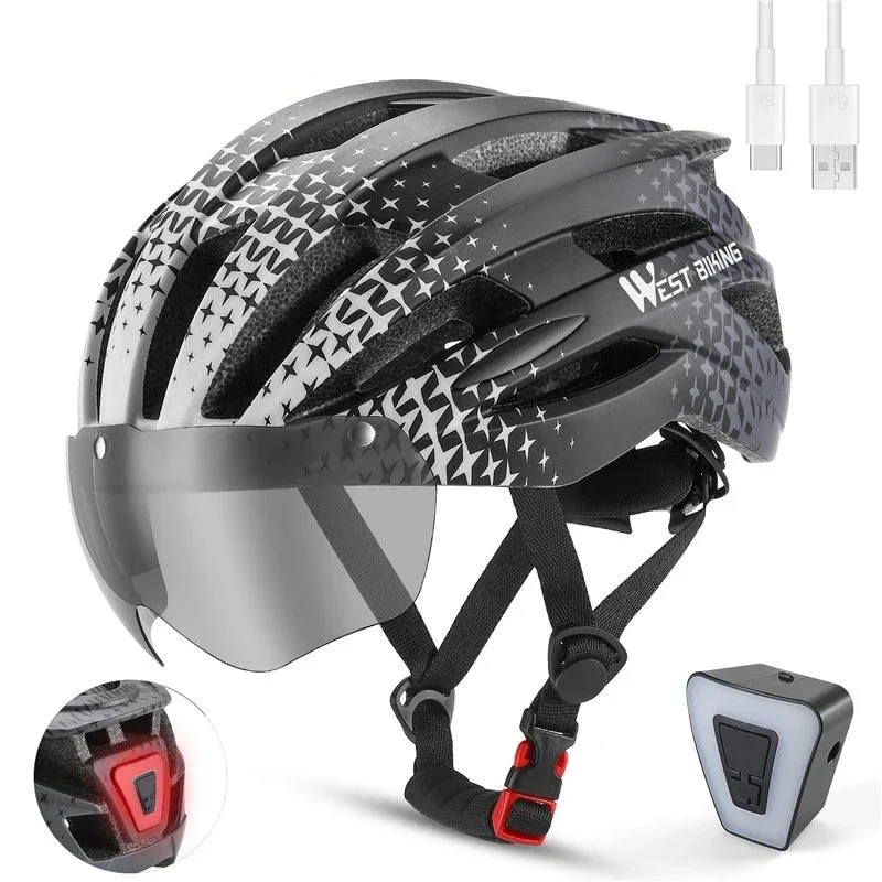 WEST BIKING-Casque de vélo ultraléger avec feu arrière - Sécurité et Confort