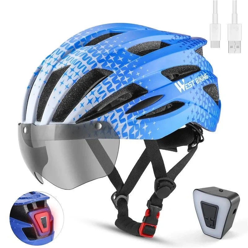 WEST BIKING-Casque de vélo ultraléger avec feu arrière - Sécurité et Confort