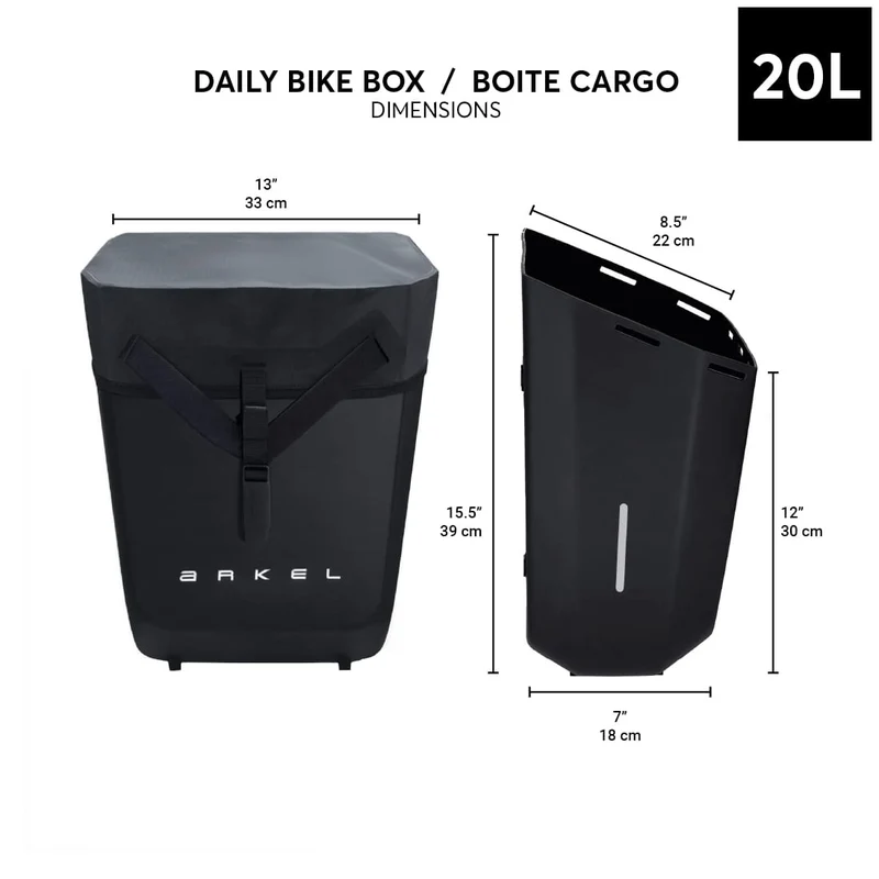 Boîte cargo Arkel Daily — pannier arrière rigide 20 L