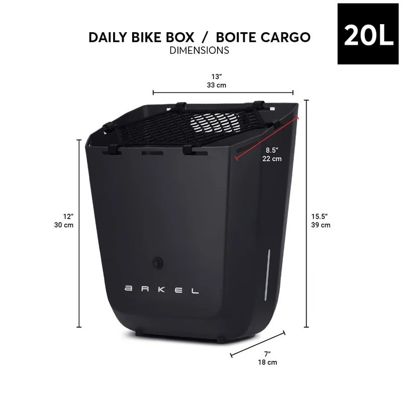 Boîte cargo Arkel Daily — pannier arrière rigide 20 L