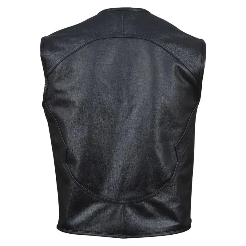 Gilet Cuir Biker Sans Manche — Extensible Sur les Côtés | URBANFLEX™