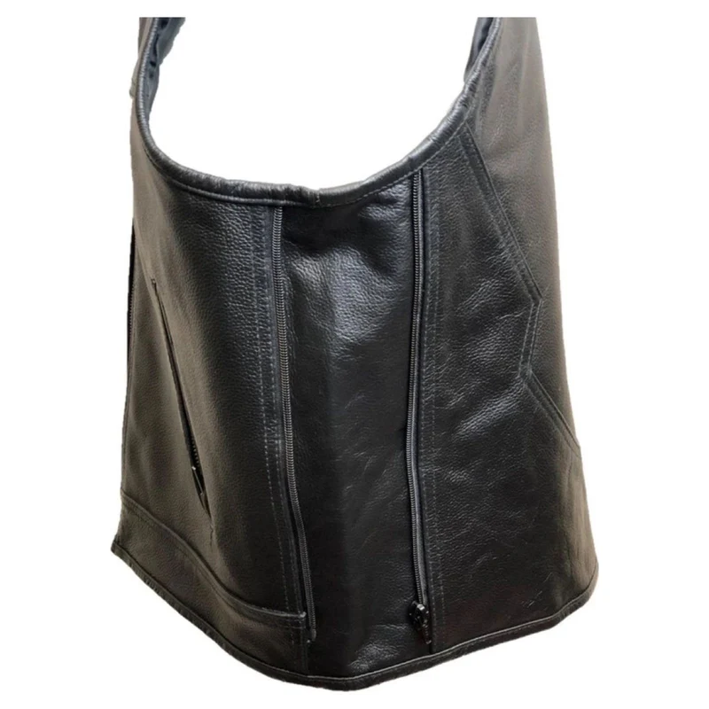 Gilet Cuir Biker Sans Manche — Extensible Sur les Côtés | URBANFLEX™