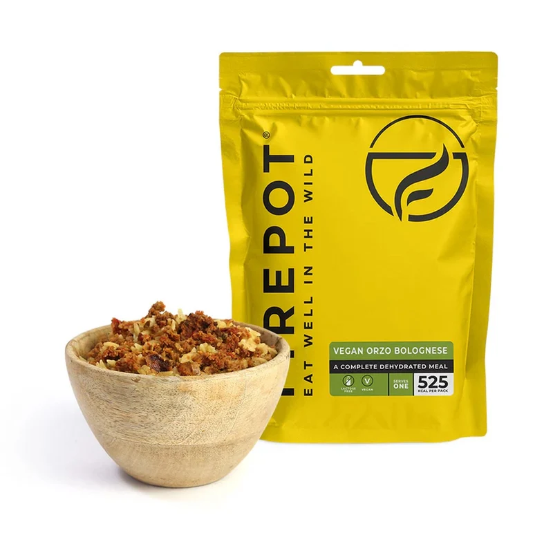 Repas lyophilisé Firepot Orzo bolognaise végétalienne