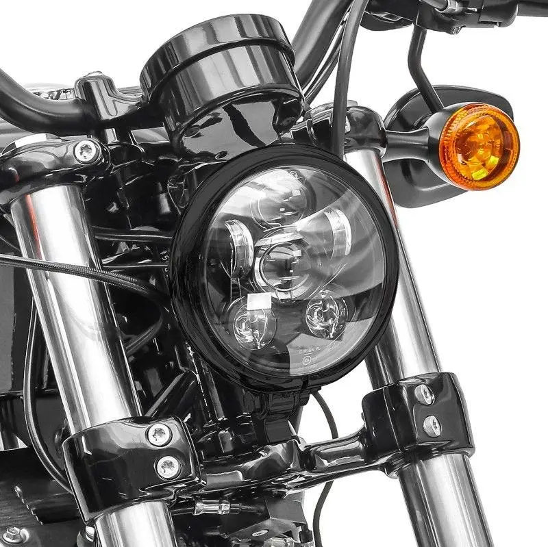 Projecteur LED moto 5,75 pouces avec Adaptateur H4-H13 compatible avec Harley Davidson noir