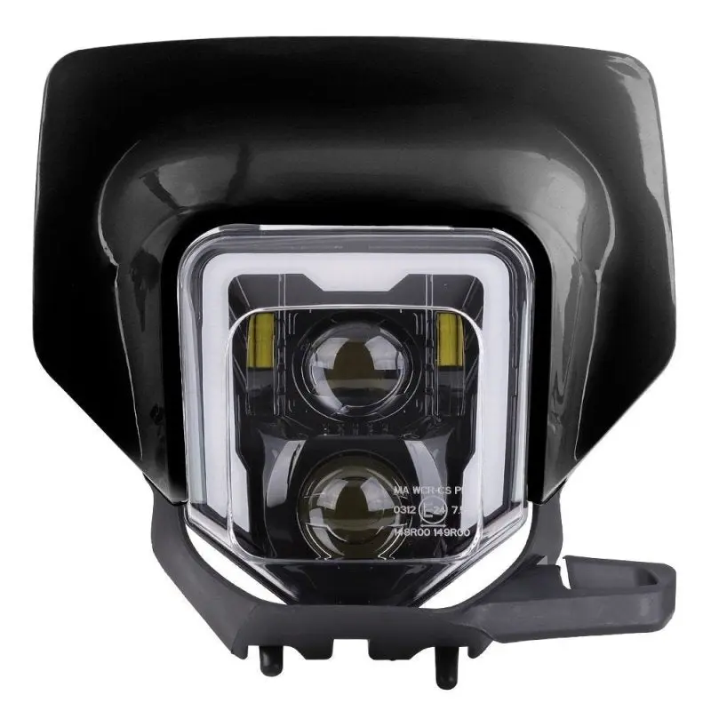 Projecteur LED moto + plaque Enduro Offroad noir