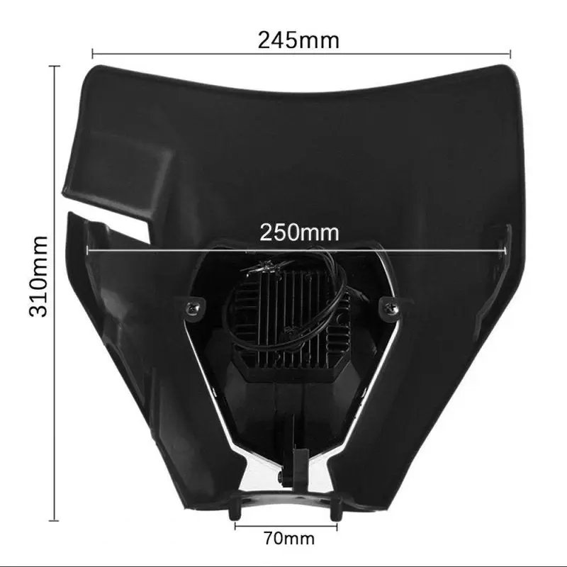 Projecteur LED moto + plaque / carenage Universel pour Enduro XDure GK2 noir