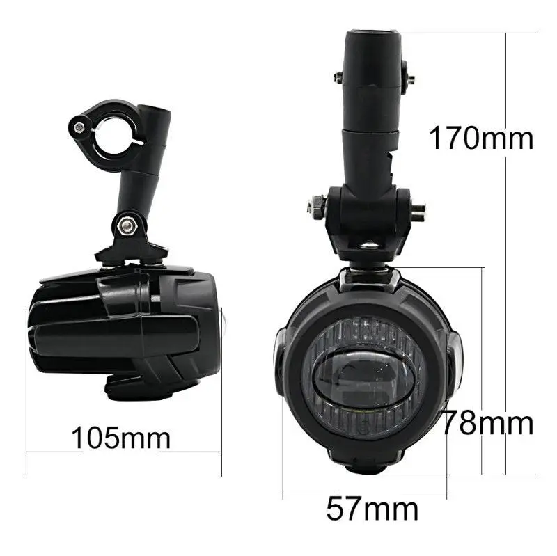 Pack :phare additionnel LED moto avec Rehausse 40mm pour guidons Ø 22mm