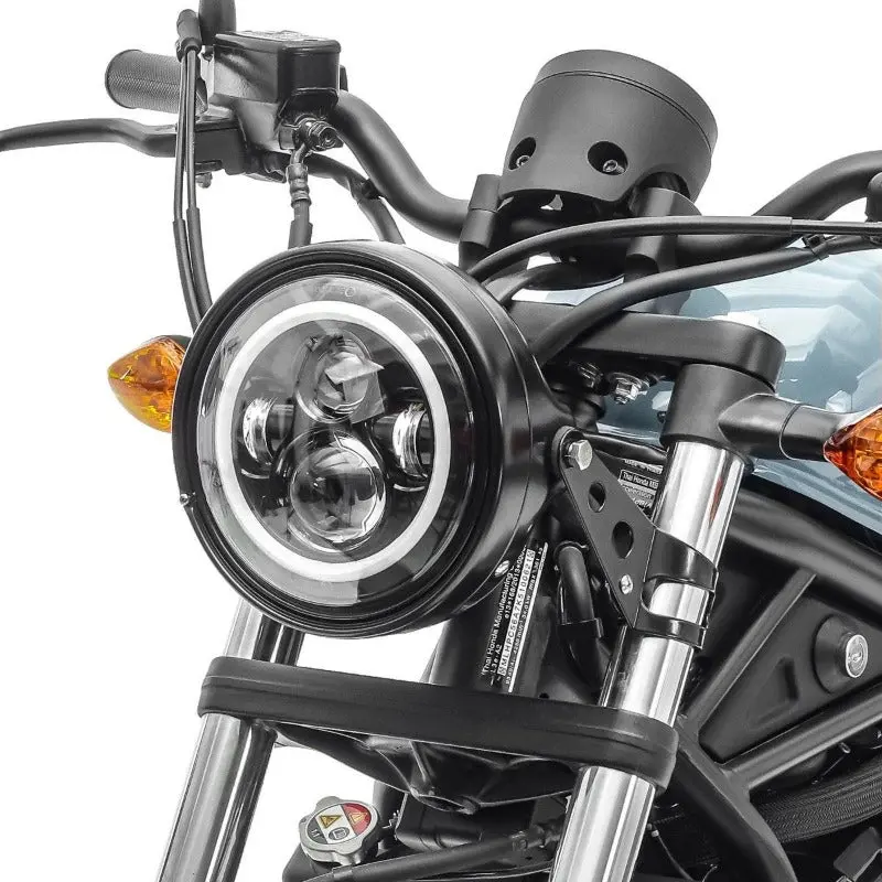 Boîtier pour Phare LED moto 7" Universel + supports de fourche 35-43mm