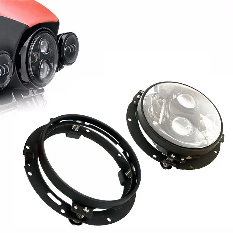 Anneau de fixation pour phare 7" compatible avec Harley - Noir