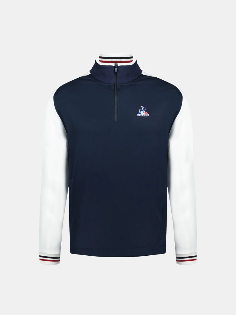 Sweat demi-zippé avec détails tricolores