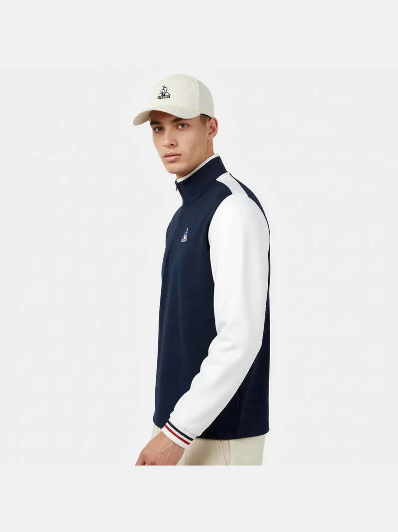 Sweat demi-zippé avec détails tricolores