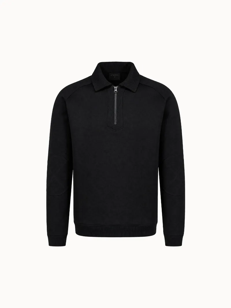 Sweat demi-zippé manches raglan en double face