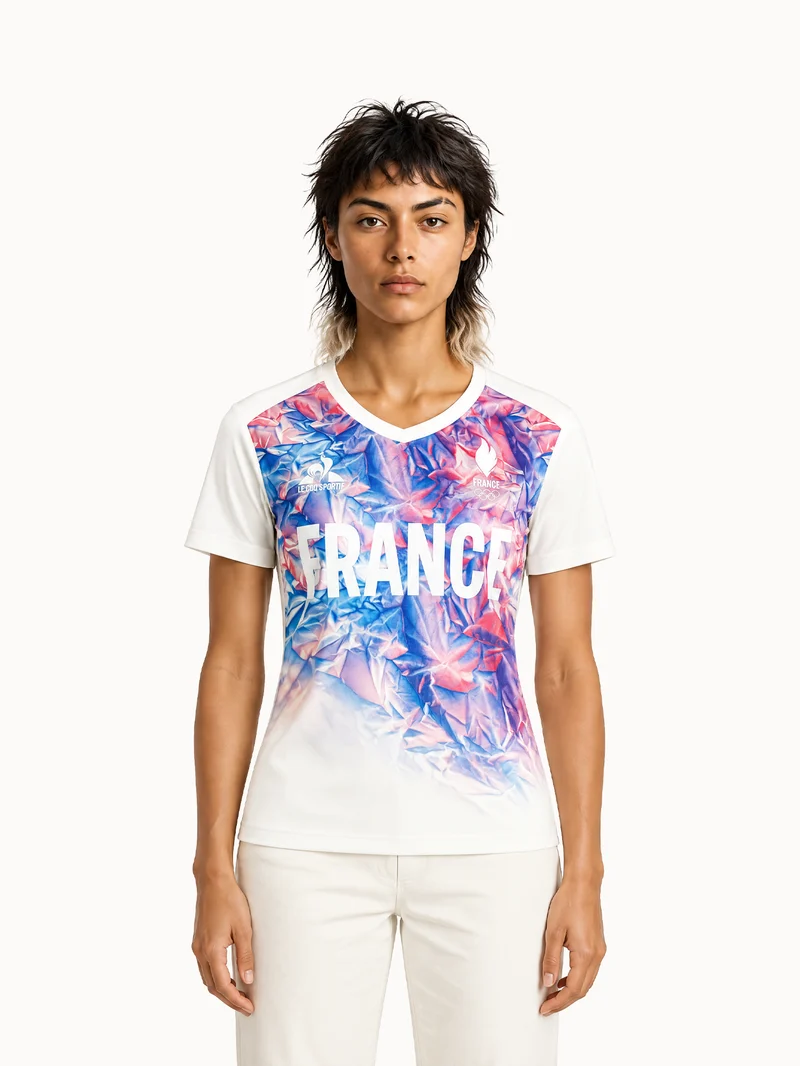 Maillot col V Équipe de France Olympique 2026 en jersey