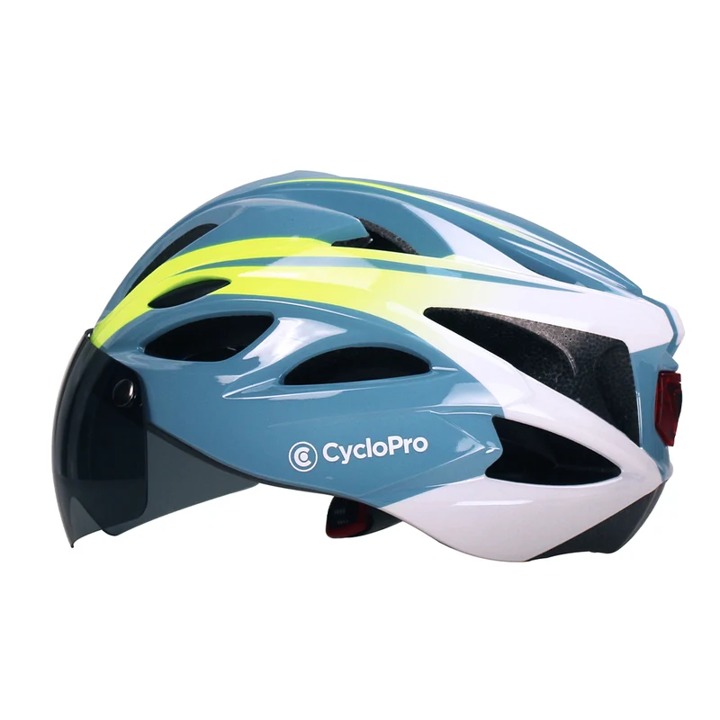 Casque vélo avec visière Bleu et Jaune - Adventure