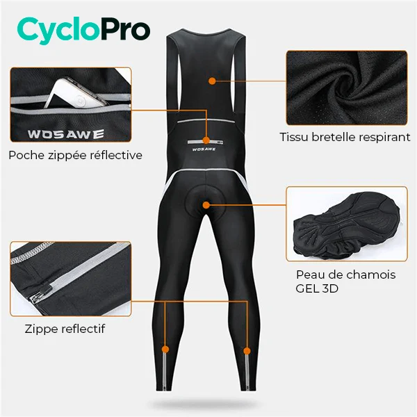 COLLANT CYCLISTE LISERE BLANC - AUTOMNE - HOMME