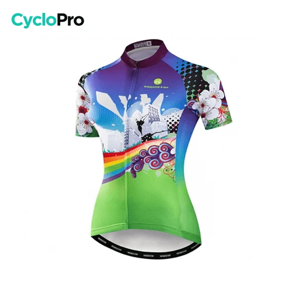 MAILLOT MANCHE COURTE FEMME - RAINBOW - DESTOCKAGE