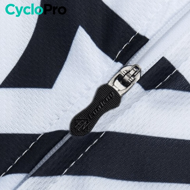 MAILLOT DE CYCLISTE ROUTE NOIR (bandes blanche et rose) - ELEGANCE+