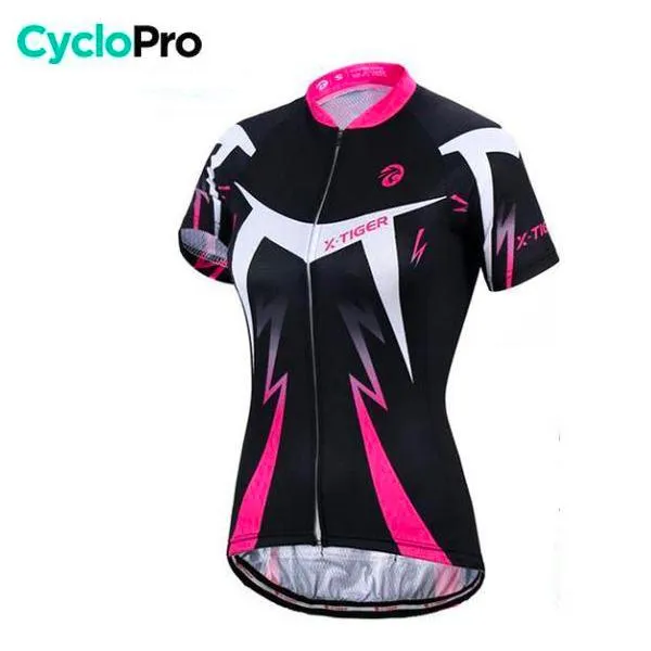Maillot Vélo de Route Noir et Rose - Confort+