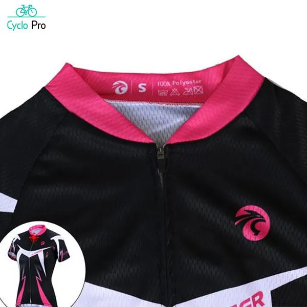 Maillot Vélo de Route Noir et Rose - Confort+