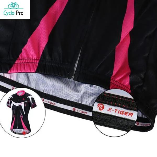 Maillot Vélo de Route Noir et Rose - Confort+