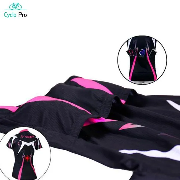 Maillot Vélo de Route Noir et Rose - Confort+