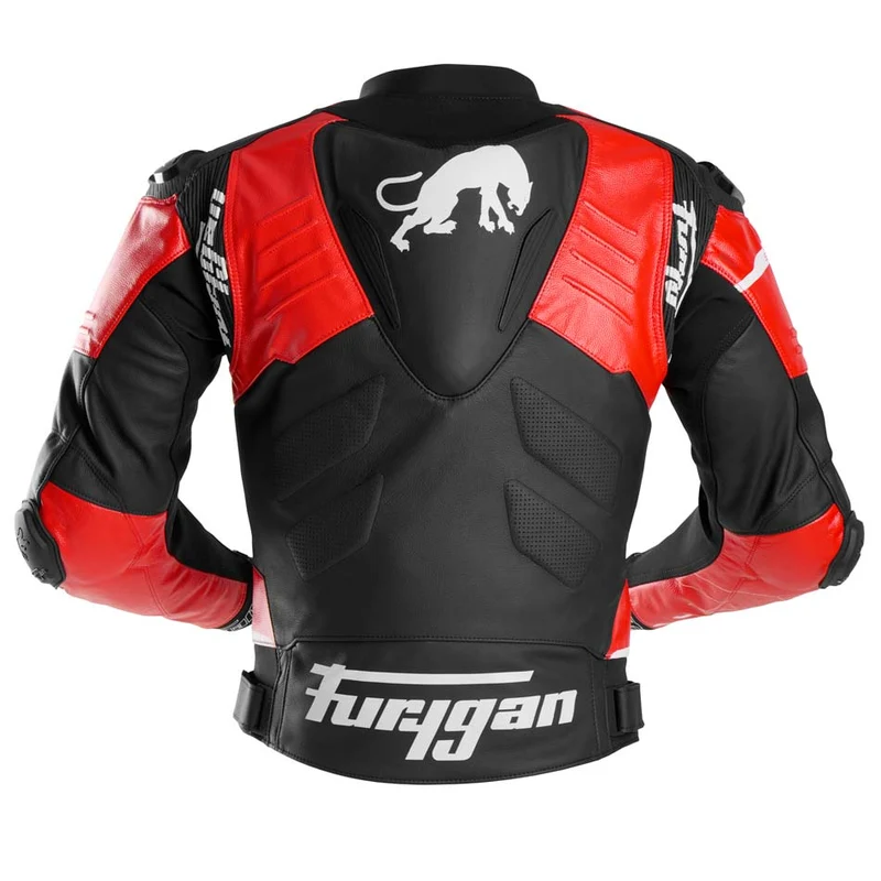 Blouson Moto Race Réplica Furygan SIRIUS — CE AAA Race Look Noir-Rouge-Blanc