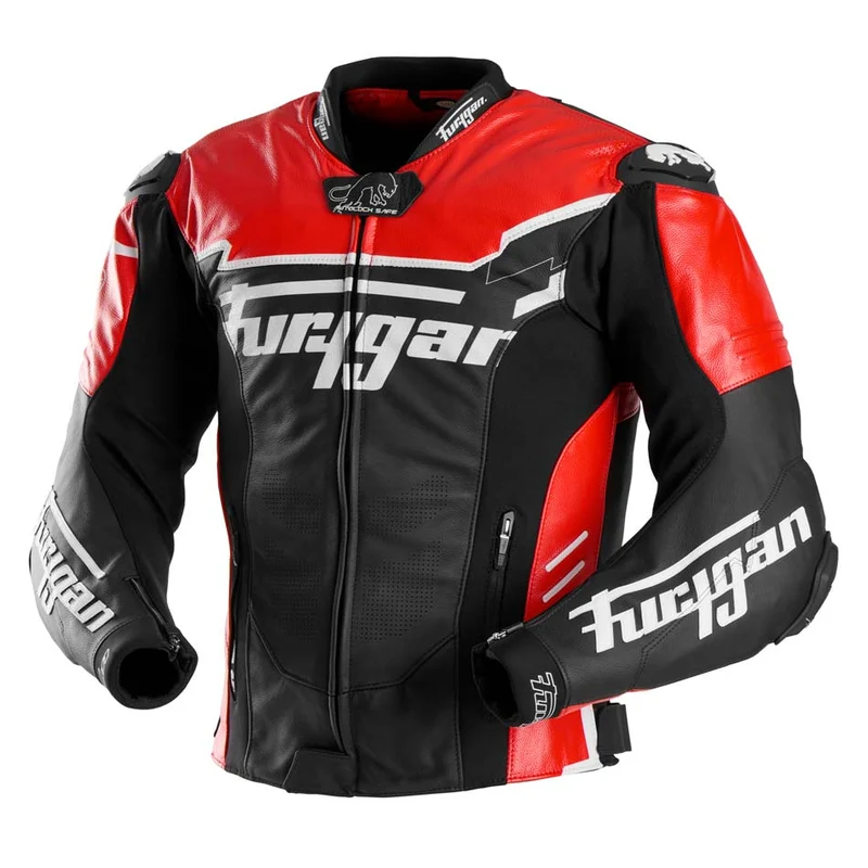Blouson Moto Race Réplica Furygan SIRIUS — CE AAA Race Look Noir-Rouge-Blanc