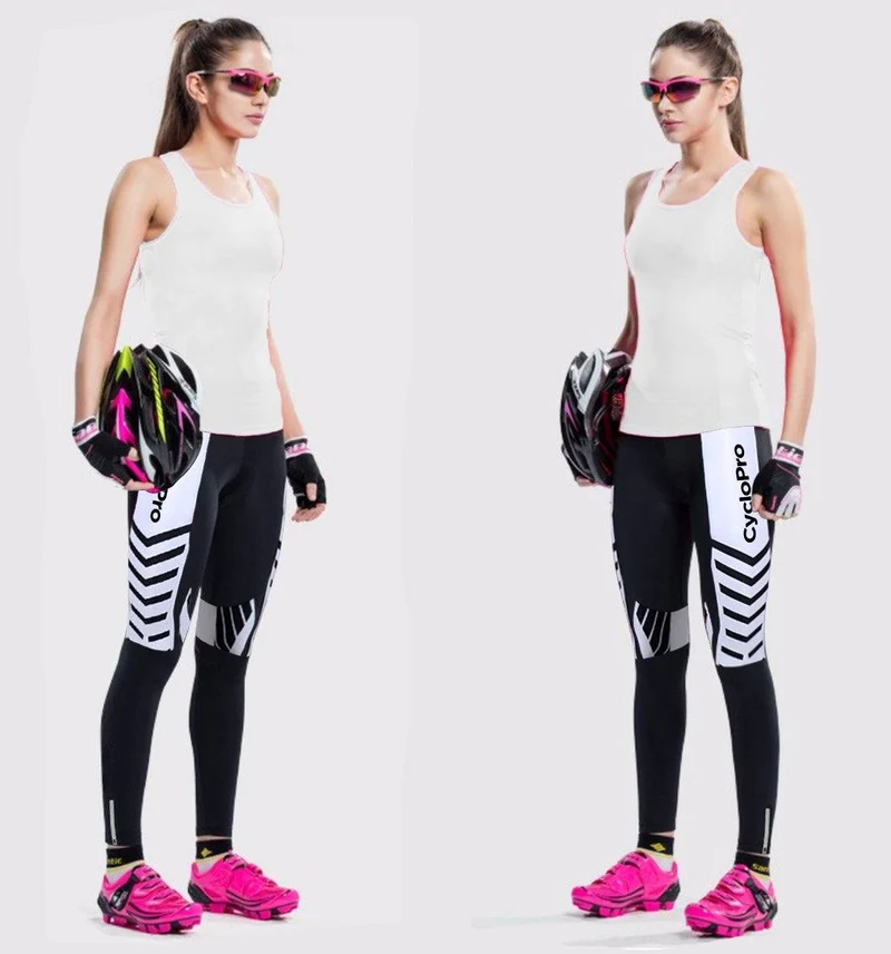 COLLANT CYCLISTE POUR FEMMES NOIRE ET BLANC - AUTOMNE
