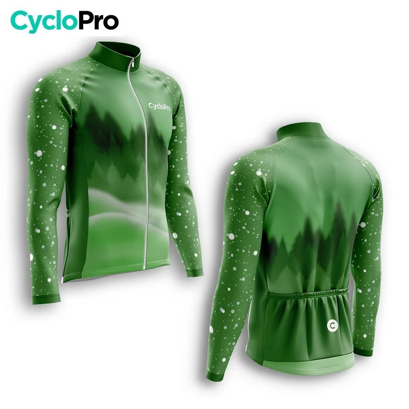 MAILLOT LONG DE CYCLISME HIVER VERT - SNOW+