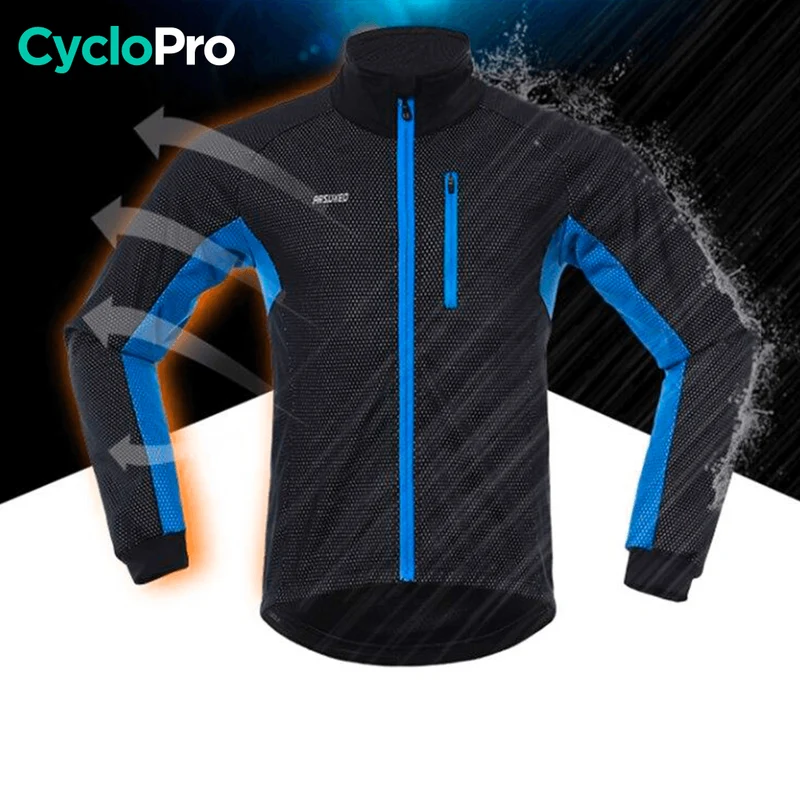Veste thermique cyclisme grand froid Bleue